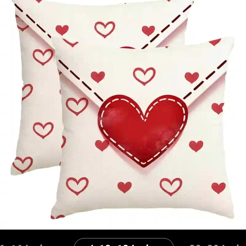 Heart Pattern Throw Pillows SET OF 2 Covers With Pillow Inserts